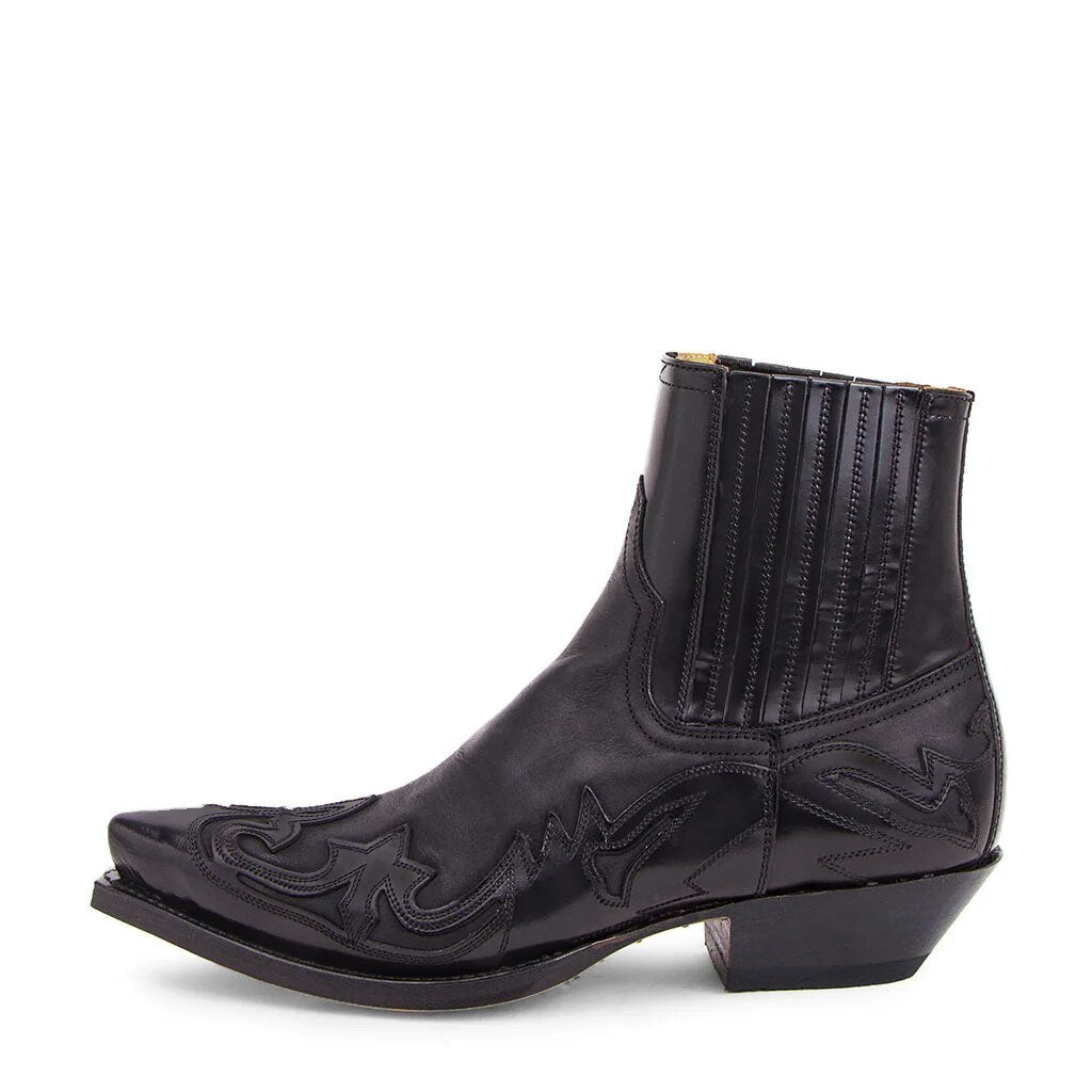 Leather Western Embroidered Women's Boots in Black