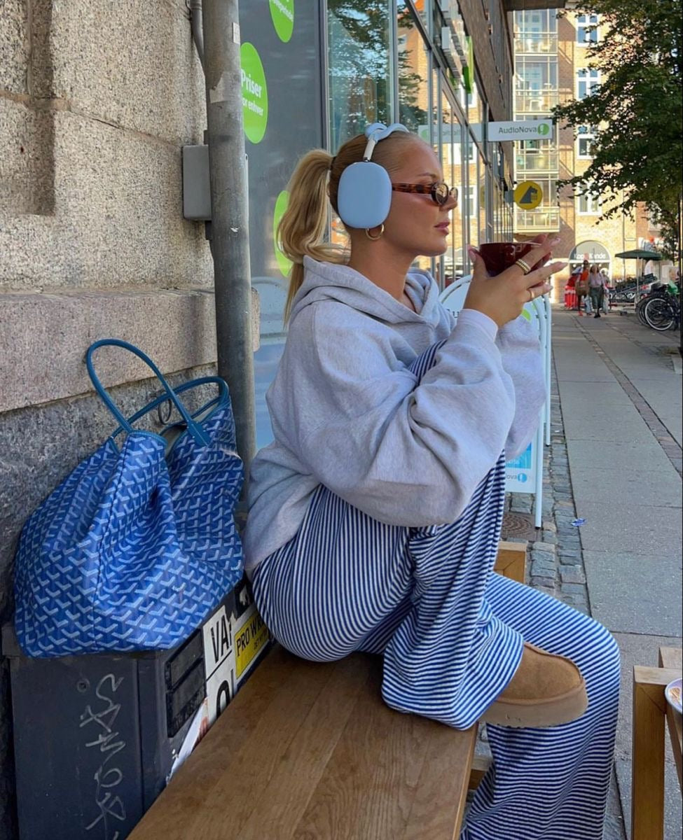Lily | Damskie letnie lniane spodnie w paski o luźnym kroju foto 2