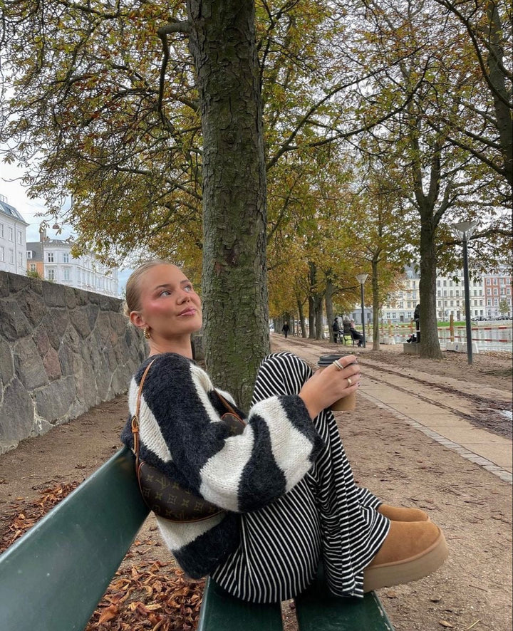 Lily | Damskie letnie lniane spodnie w paski o luźnym kroju foto 5