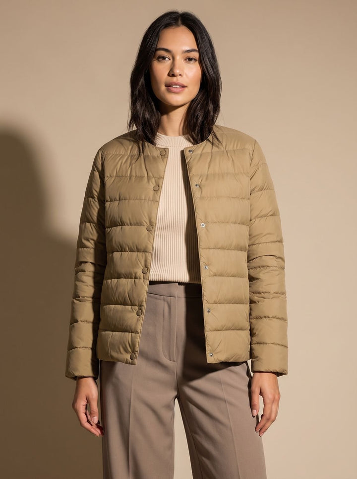 Lightweight Quilted Women's Puffer Jacket for Winter in Brown