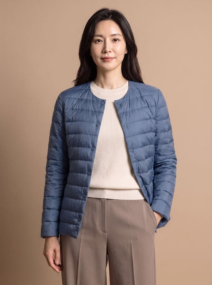 Lightweight Quilted Women's Puffer Jacket for Winter in Haze Blue