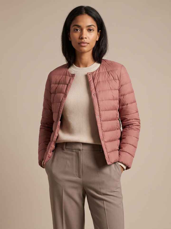 Lightweight Quilted Women's Puffer Jacket for Winter in Pink