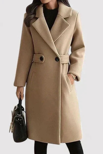 Long Belted Women's Trench Coat for Autumn in Beige 1