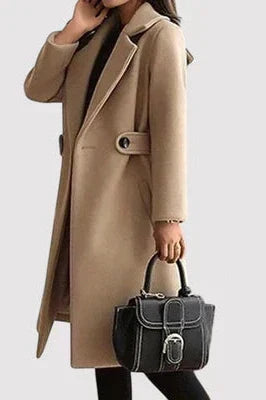 Long Belted Women's Trench Coat for Autumn in Beige 3