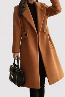 Long Belted Women's Trench Coat for Autumn in Brown
