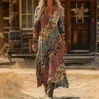 Amber | Long Sleeve Vintage Floral Christmas Party Dress