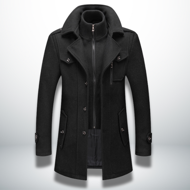 Men's Autumn Jacket, Smart-Casual Button-Front in Black