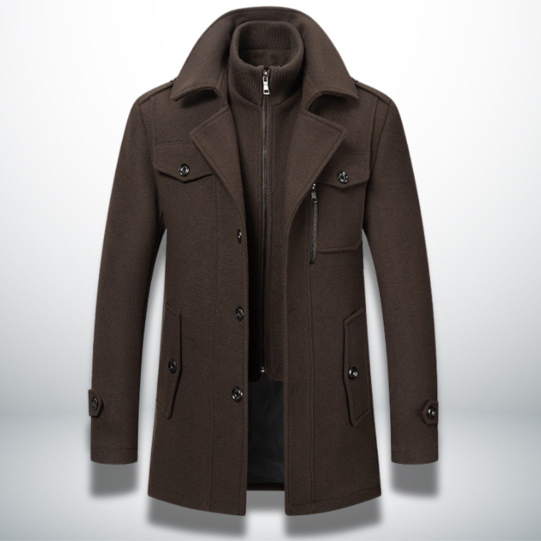Men's Autumn Jacket, Smart-Casual Button-Front in Braun