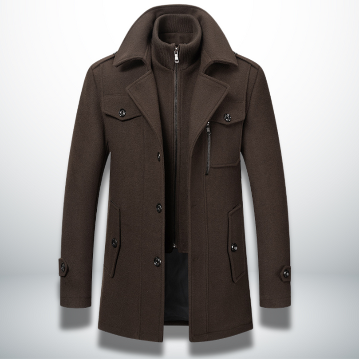 Men's Autumn Jacket, Smart-Casual Button-Front in Braun