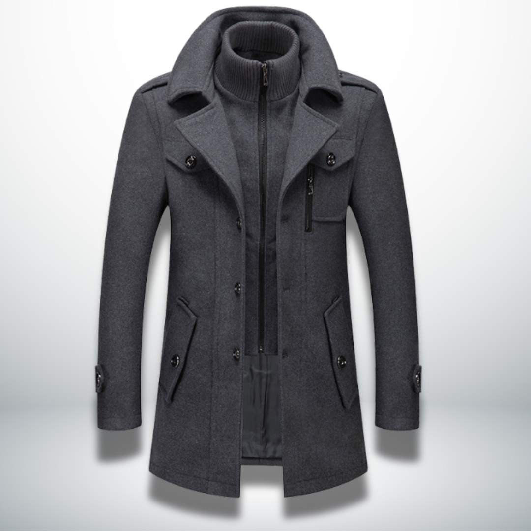 Men's Autumn Jacket, Smart-Casual Button-Front in Grey