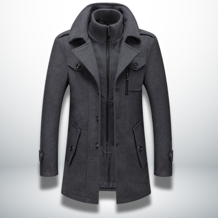 Men's Autumn Jacket, Smart-Casual Button-Front in Grey