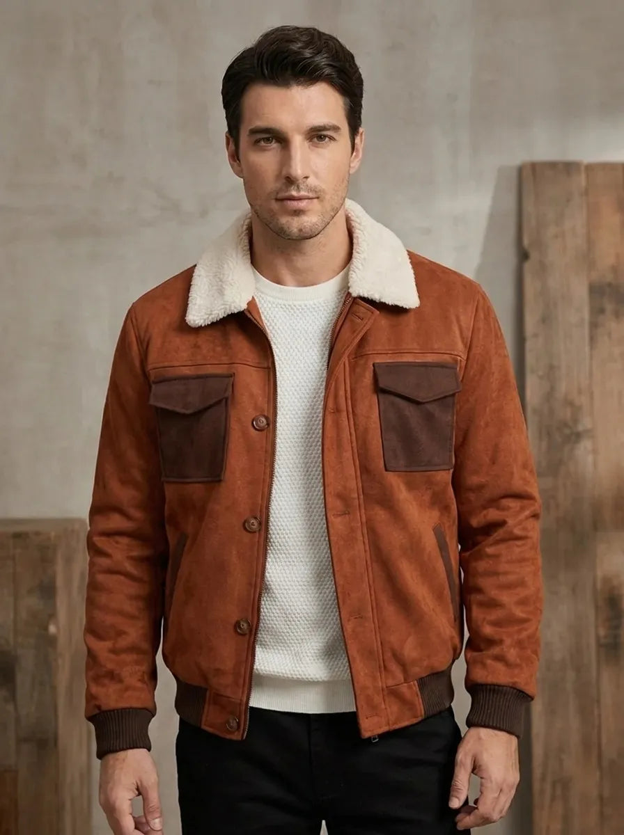 Men's Autumn Jacket with Sherpa Lining