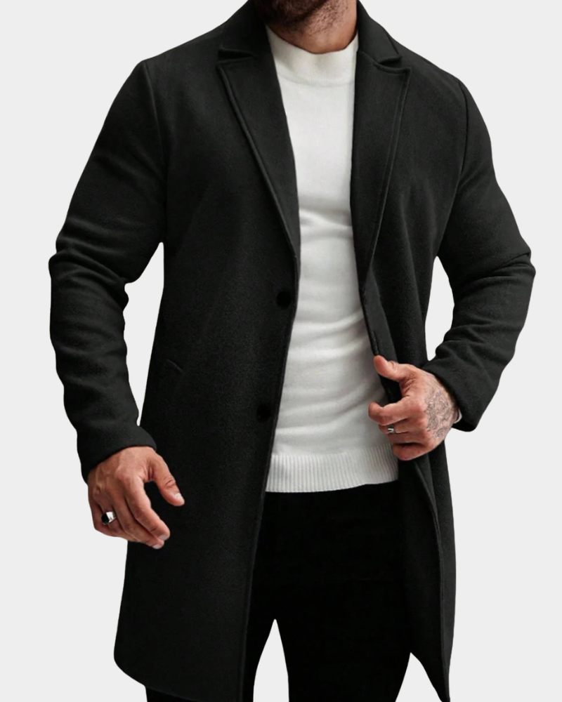 Men's Autumn Wool Jacket for Layering in Black