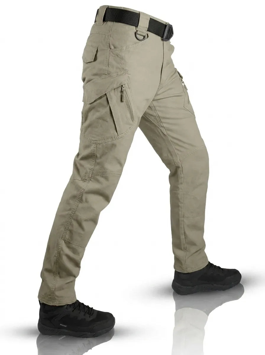 Men's Cargo Trousers for Tactical Outdoor Work in Khaki