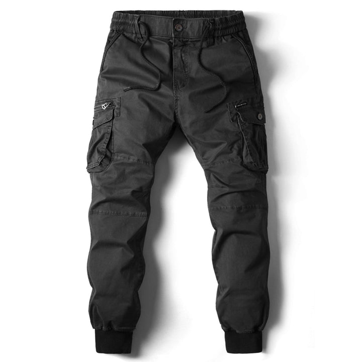 Men's Cargo Trousers Tapered for Casual Wear in Black