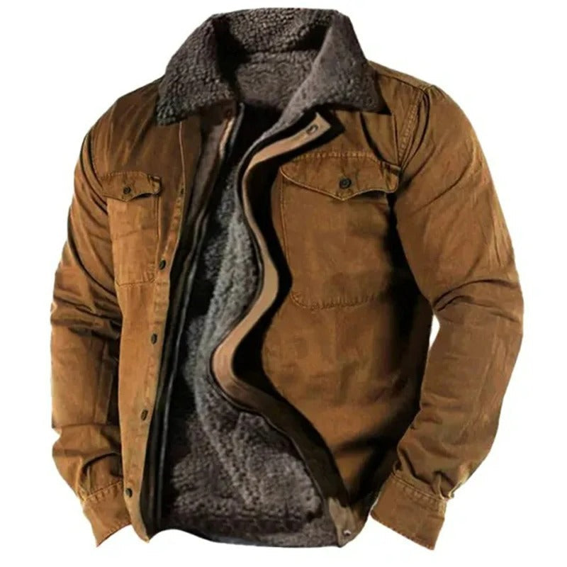 Men's Casual Western Autumn Jacket in Brown