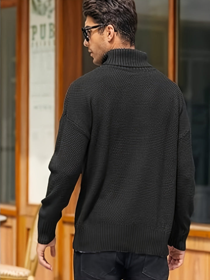 Men's Christmas Jumper Dress Cable-Knit Turtleneck (10)