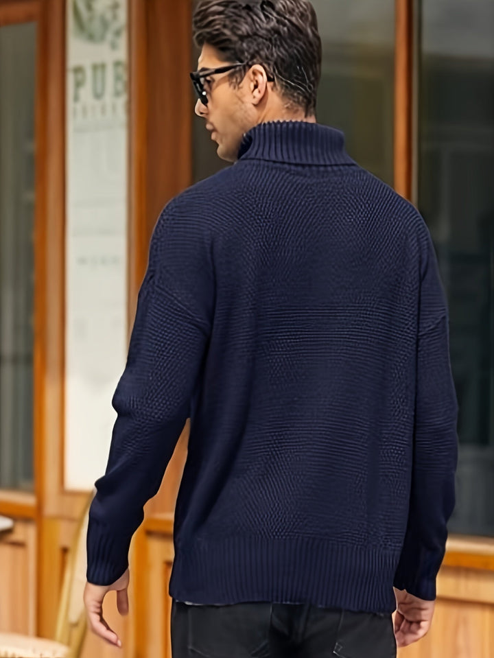 Men's Christmas Jumper Dress Cable-Knit Turtleneck (13)