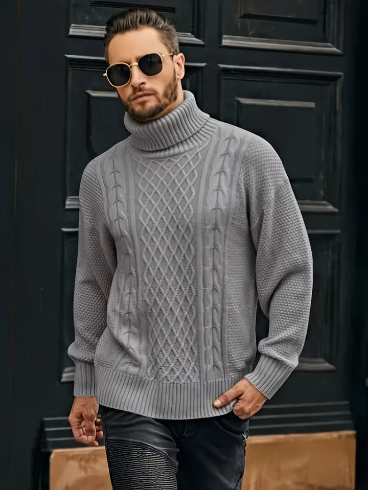 Men's Christmas Jumper Dress Cable-Knit Turtleneck (15)