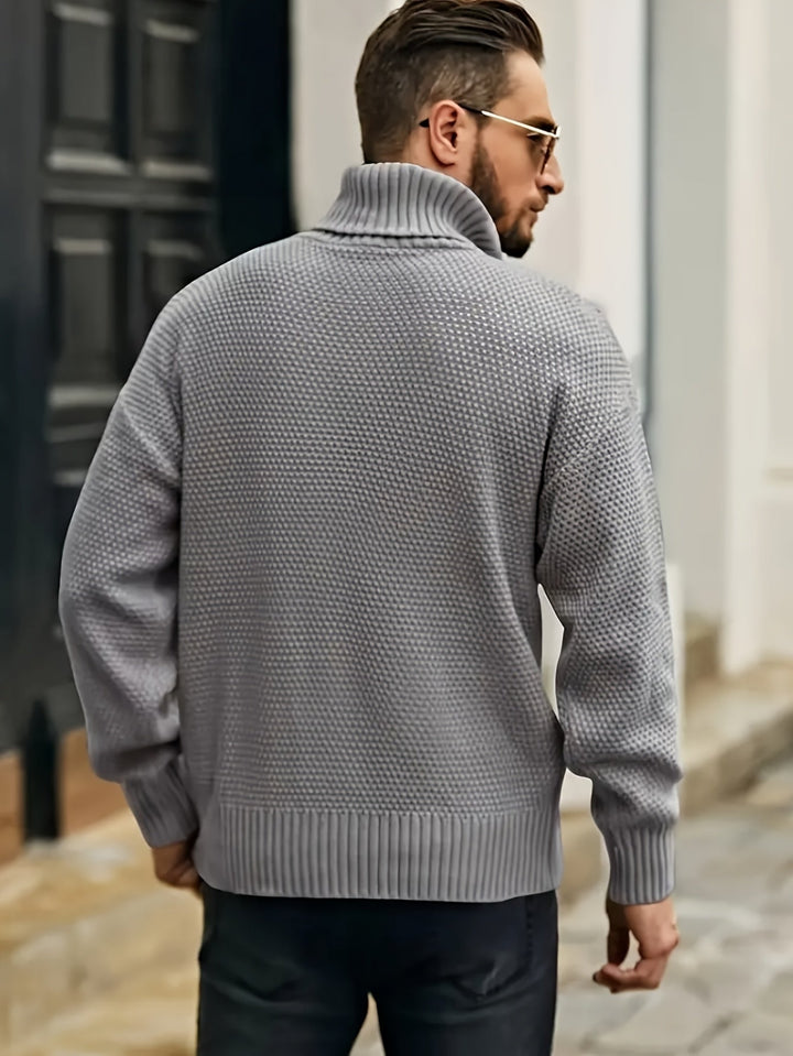 Men's Christmas Jumper Dress Cable-Knit Turtleneck (16)