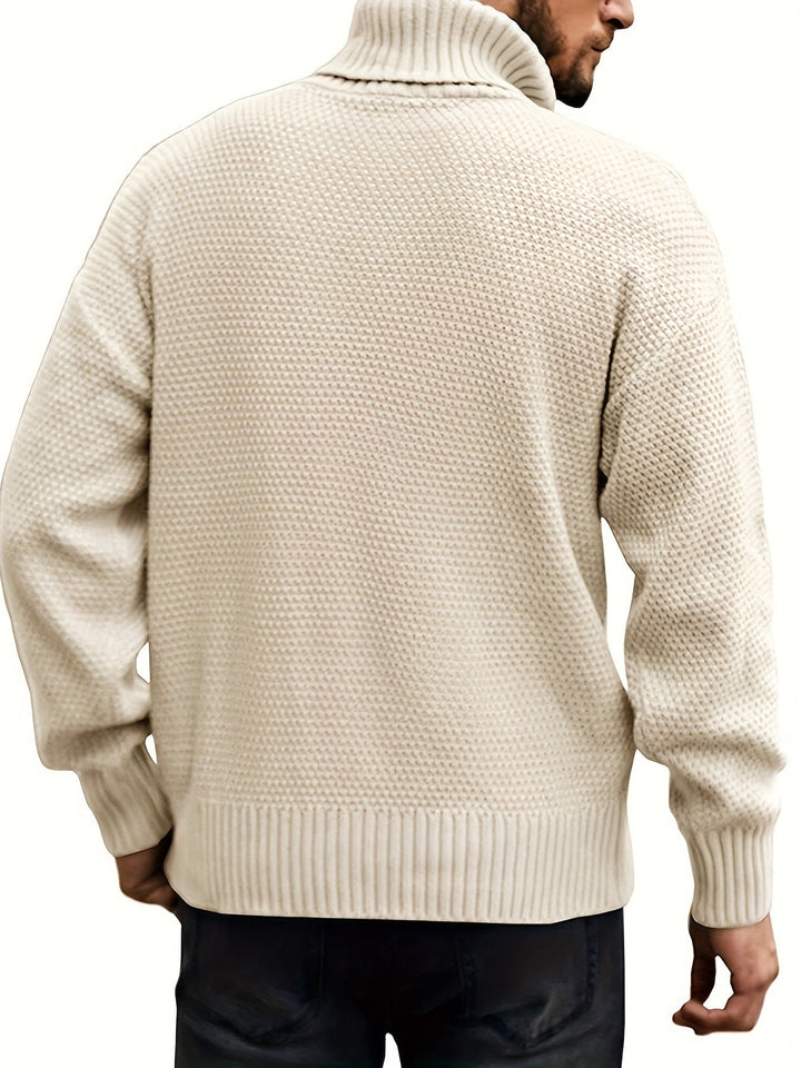 Men's Christmas Jumper Dress Cable-Knit Turtleneck (3)