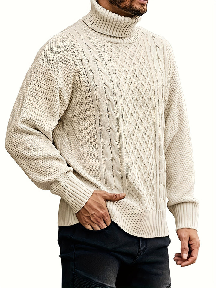 Men's Christmas Jumper Dress Cable-Knit Turtleneck (4)