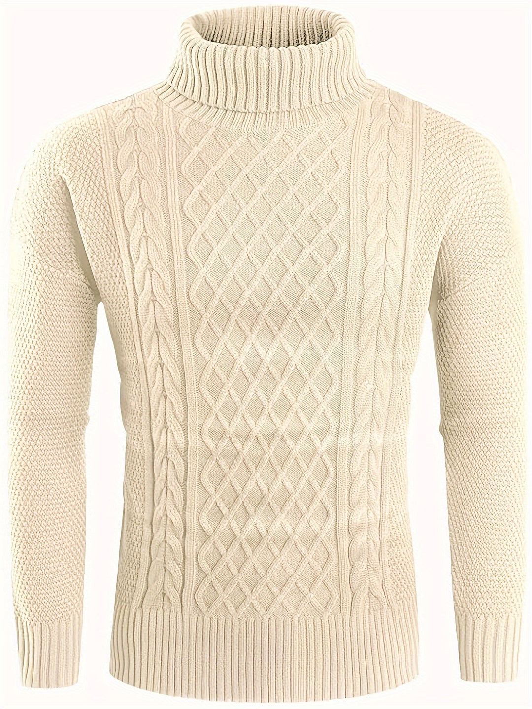 Men's Christmas Jumper Dress Cable-Knit Turtleneck (5)