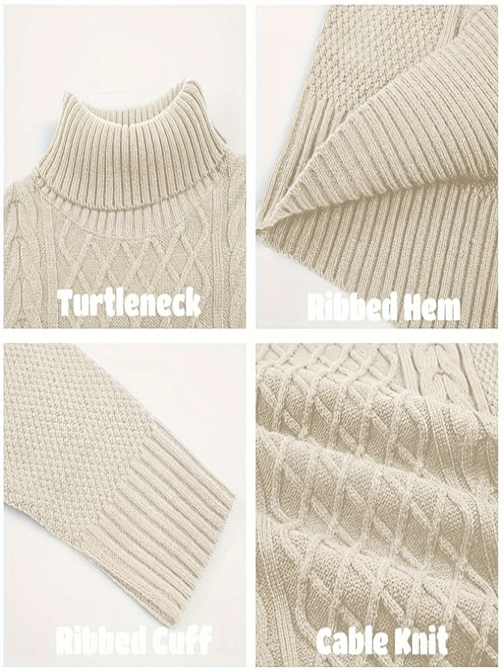 Men's Christmas Jumper Dress Cable-Knit Turtleneck (6)