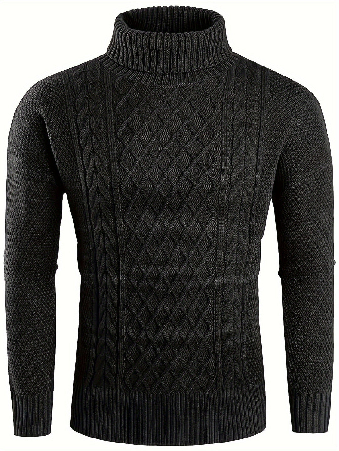 Men's Christmas Jumper Dress Cable-Knit Turtleneck (9)