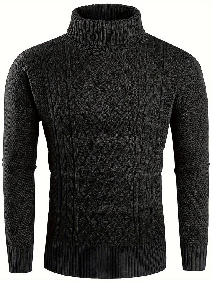 Men's Christmas Jumper Dress Cable-Knit Turtleneck (9)