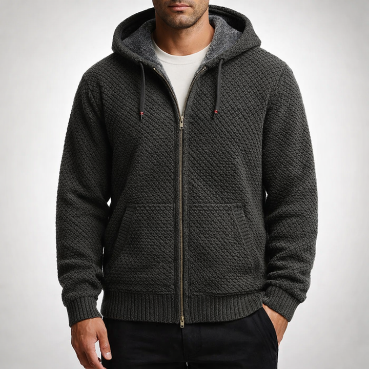 Men's Christmas Jumper Zip-Up for Autumn in Olive