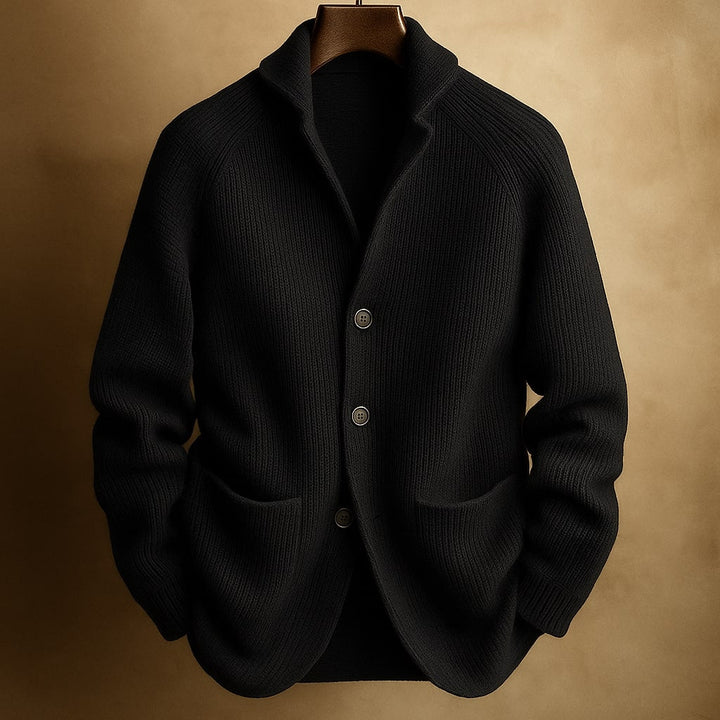 Men's Christmas Sweater Corduroy Jacket in Black