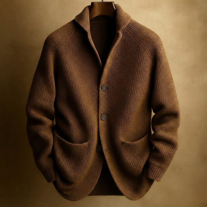 Men's Christmas Sweater Corduroy Jacket in Brown
