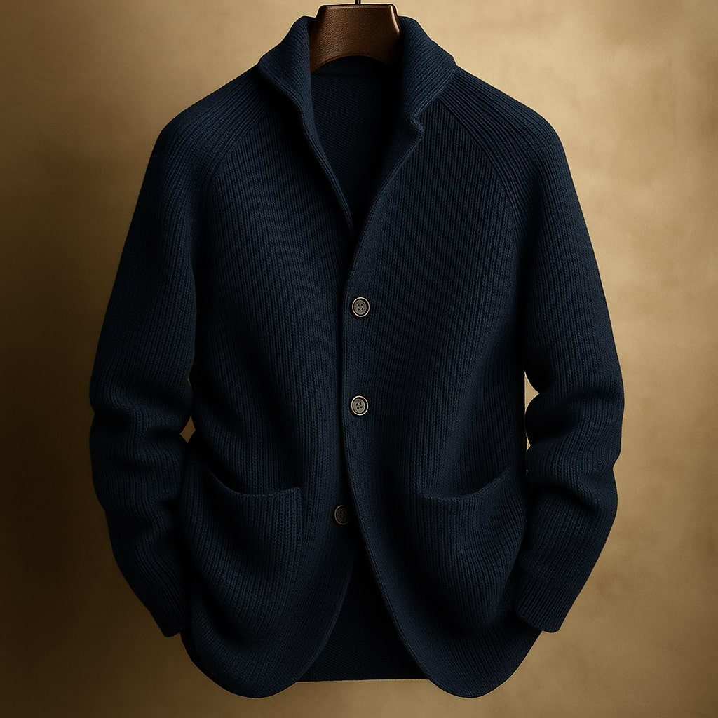 Men's Christmas Sweater Corduroy Jacket in Dark Blue