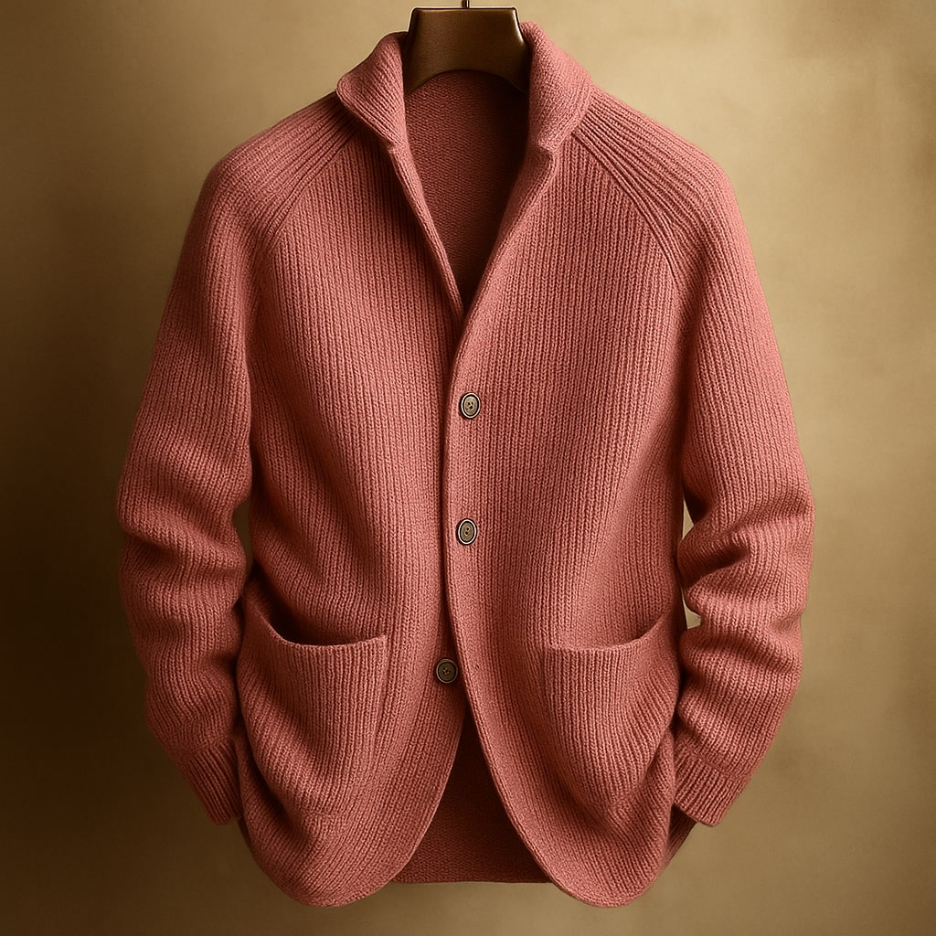 Men's Christmas Sweater Corduroy Jacket in Pink