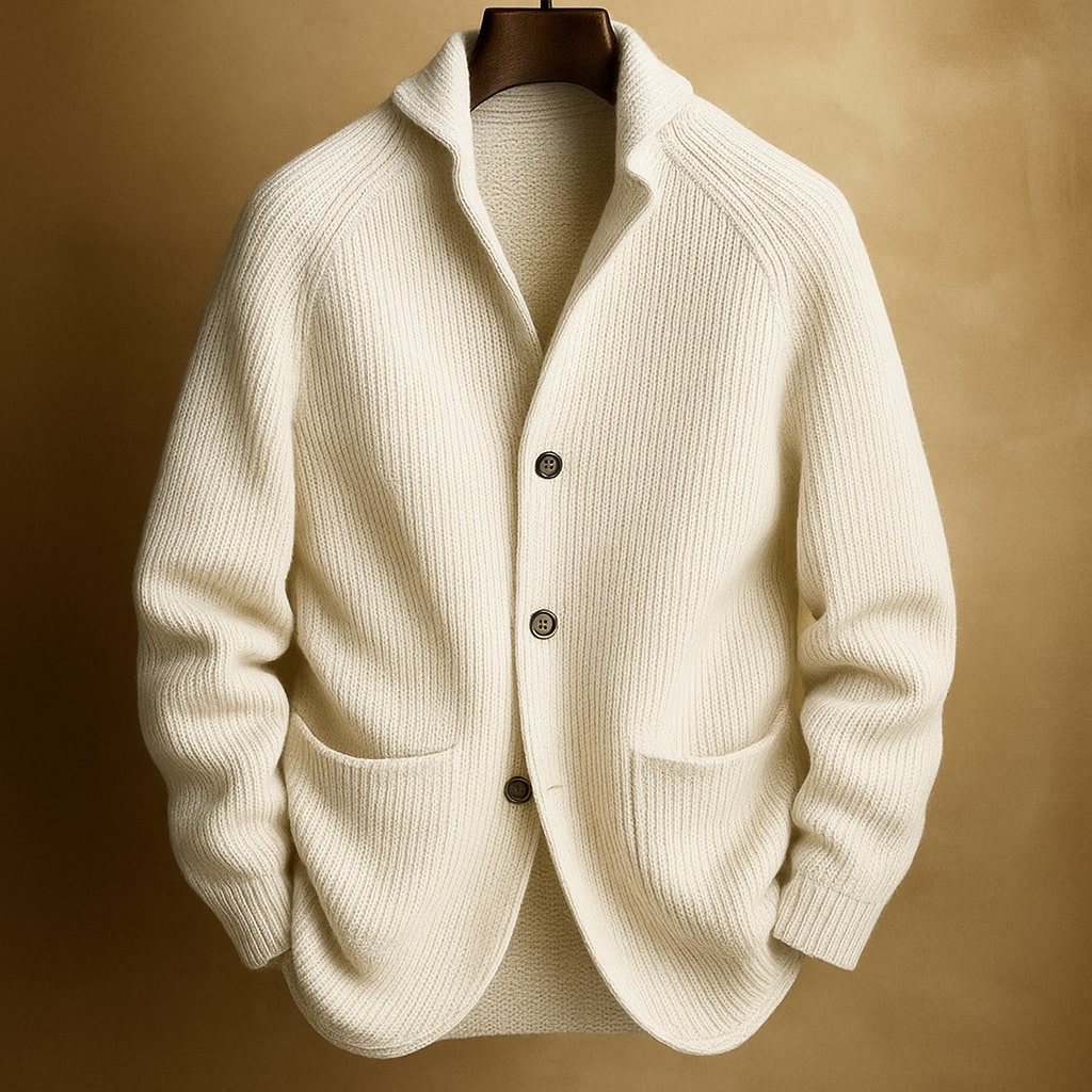 Men's Christmas Sweater Corduroy Jacket in White