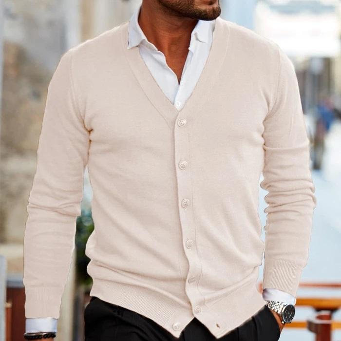 Men's Christmas Sweater with Comfortable Autumn Layering in Apricot
