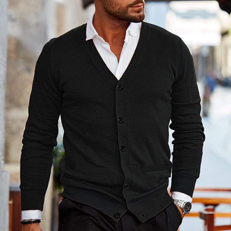 Men's Christmas Sweater with Comfortable Autumn Layering in Black