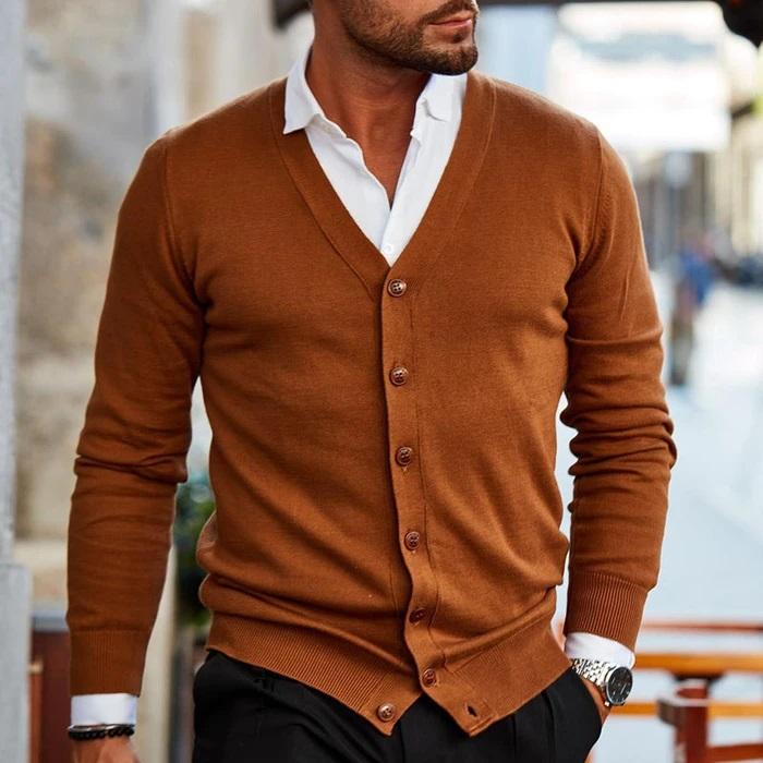 Men's Christmas Sweater with Comfortable Autumn Layering in Brown