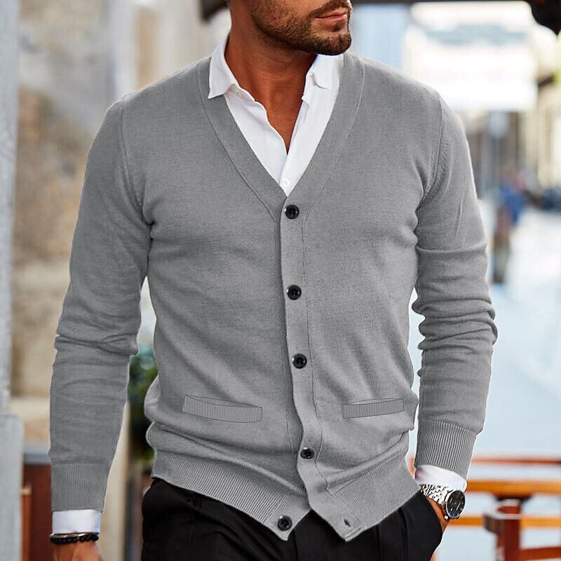 Men's Christmas Sweater with Comfortable Autumn Layering in Light Grey
