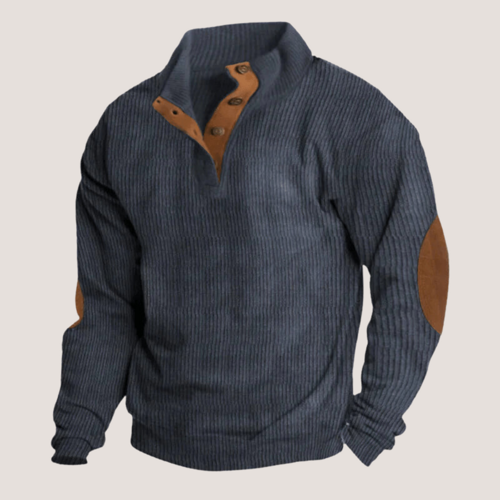 Men's Christmas Sweater with Ribbed Button-Front (2)
