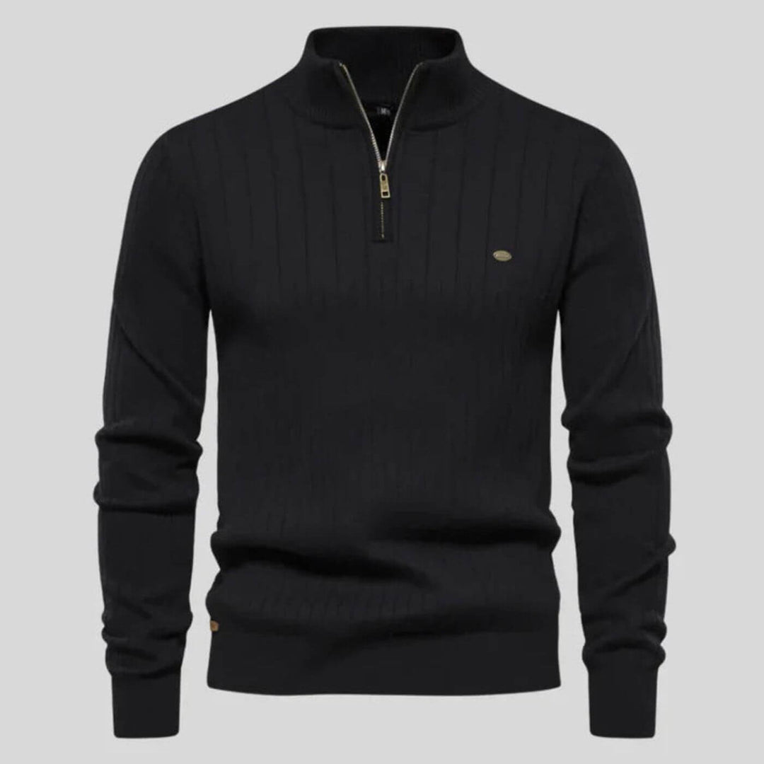 Men's Christmas Sweater with Structured Fit in Black