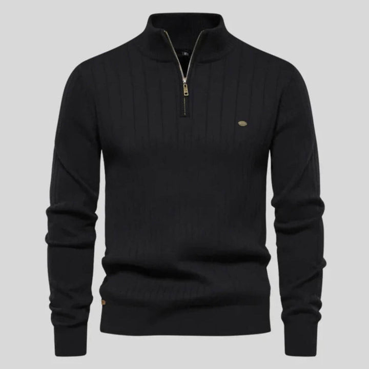 Men's Christmas Sweater with Structured Fit in Black