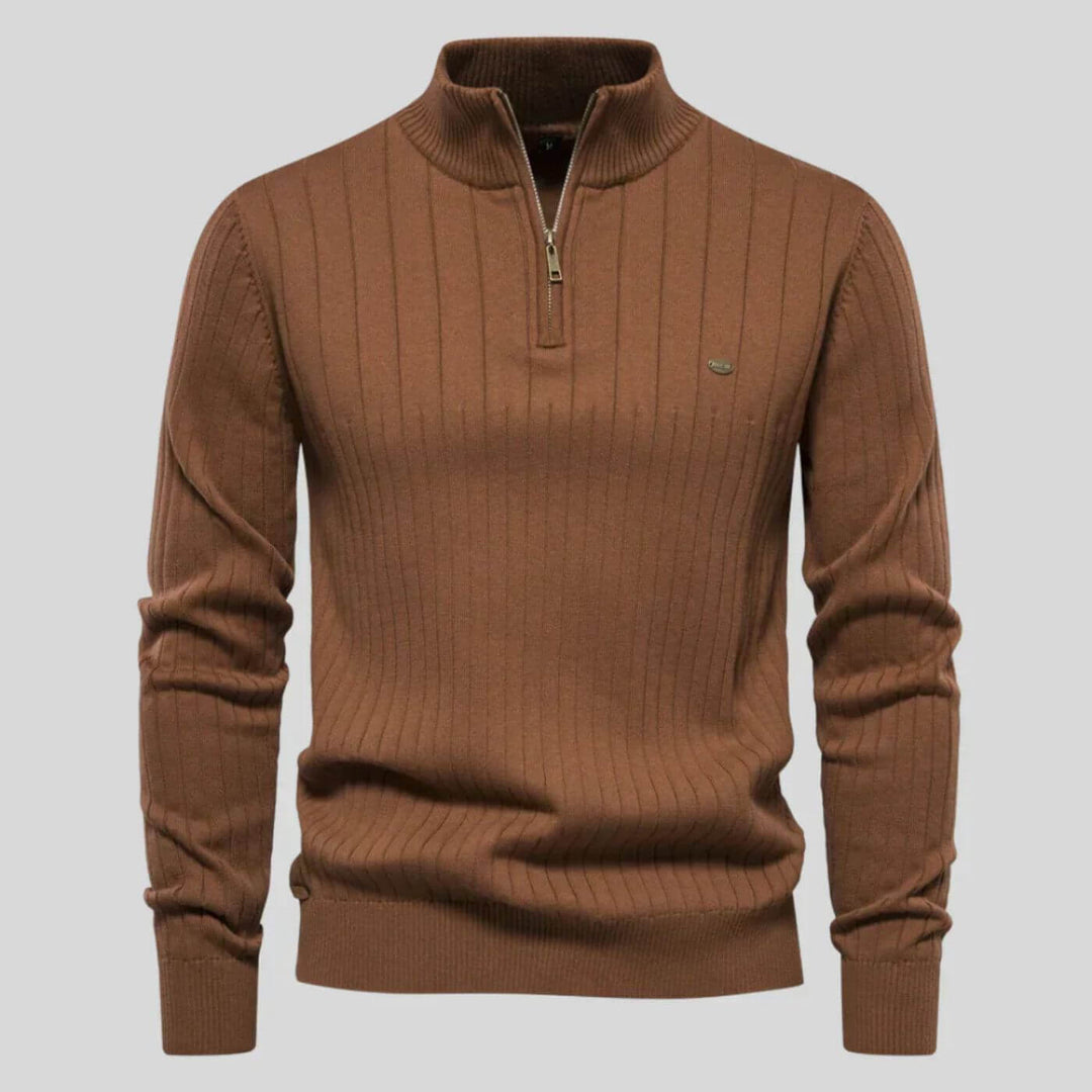 Men's Christmas Sweater with Structured Fit in Brown