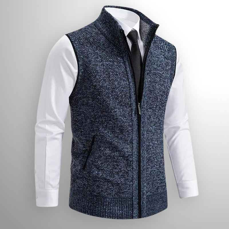 Men's Classic Zip Cardigan for Layering in Blue