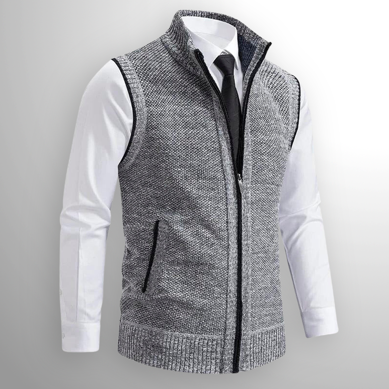 Men's Classic Zip Cardigan for Layering in Grey