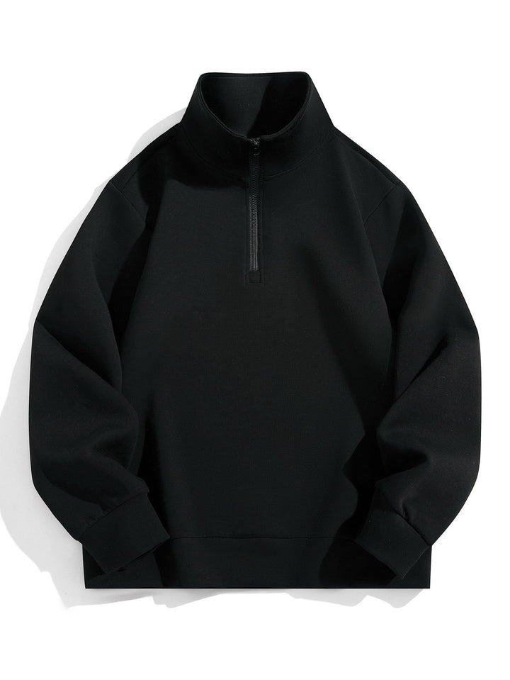 Men's Cotton-Blend Quarter-Zip Jumper for Smart Casual in Black