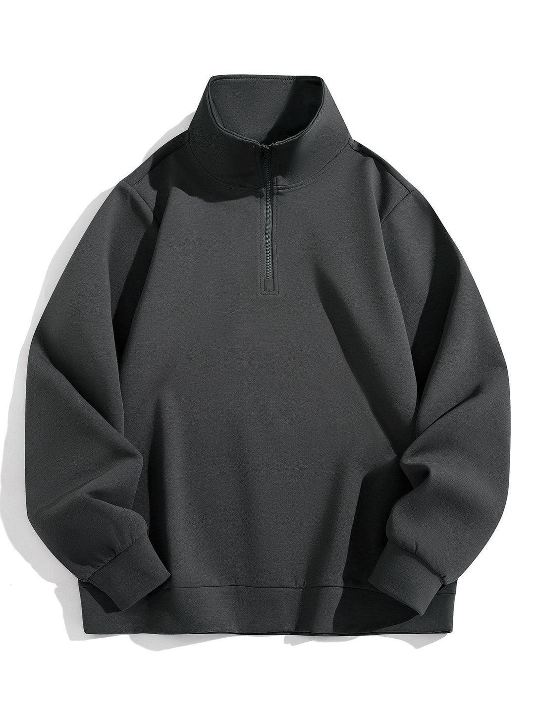 Men's Cotton-Blend Quarter-Zip Jumper for Smart Casual in Grey