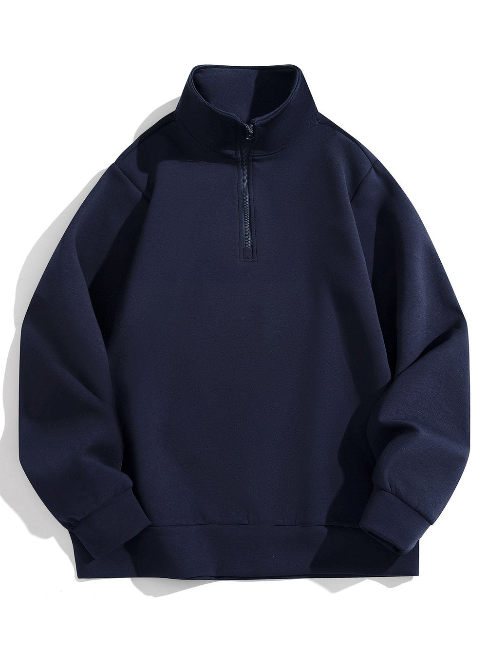 Men's Cotton-Blend Quarter-Zip Jumper for Smart Casual in Navy Blue