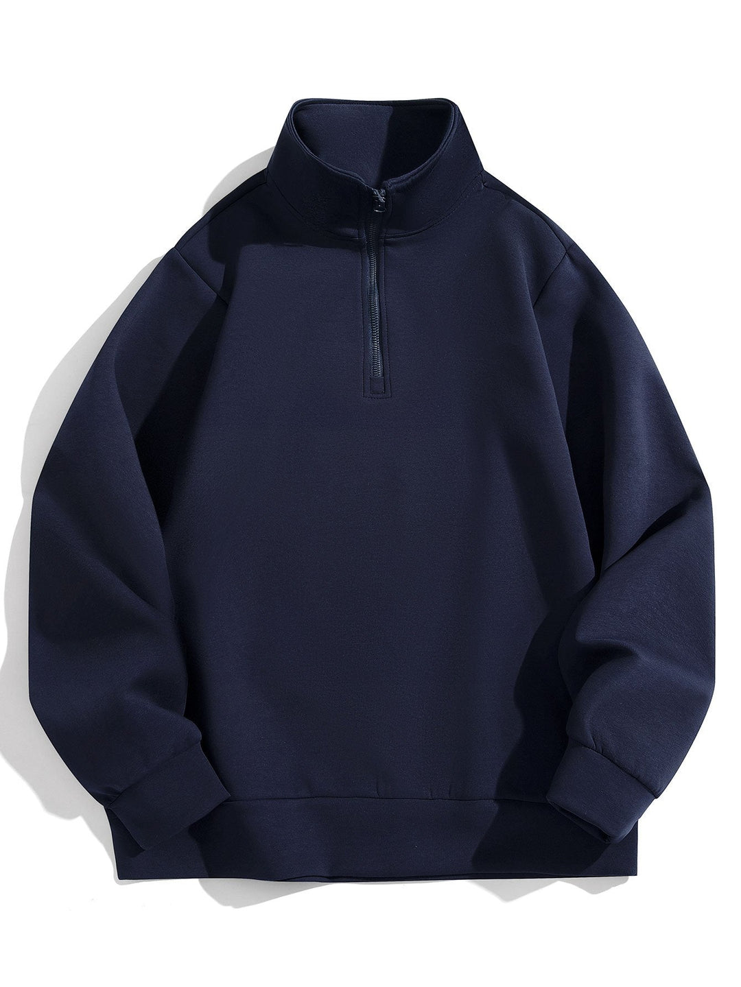 Men's Cotton-Blend Quarter-Zip Jumper for Smart Casual in Navy Blue